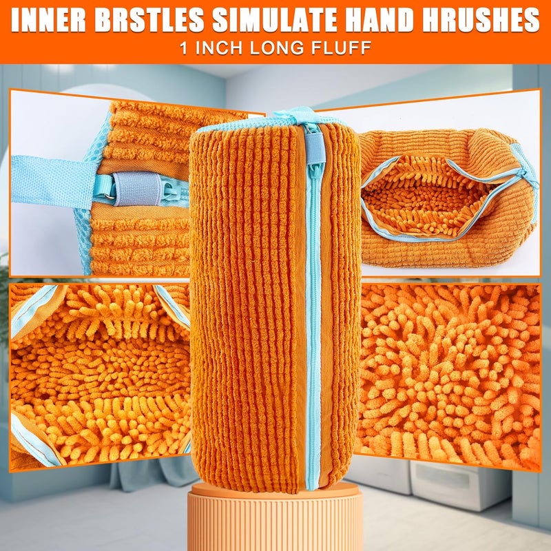 CNEYSID XXL Shoe Washing Machine Bag - 2-Pack Reusable Shoes Cleaning Bags, 360° Deep Clean for Sneakers, Tennis Shoes, and Slippers, Includes 2 Shoe Storage Dust Bags (Orange) - Image 4